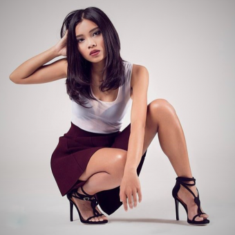 Varadi - Asian model wearing Helena shoe model